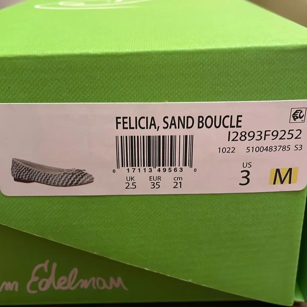 NIB Sam Edelman Felicia Kids Ballet Flat Color Summer Sand Size 3M